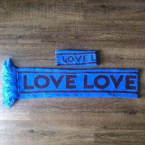 blue & black matching scarf and headband